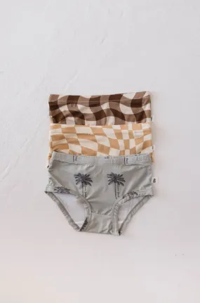 3 Pack Girl's Brief Bamboo Underwear  | Gold Coast   Groovy Gingham   Summer Dreamin'