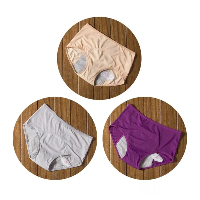 3PCS Washable Incontinence Underwear Leak Proof Menstrual Panties Briefs for Postpartum Women