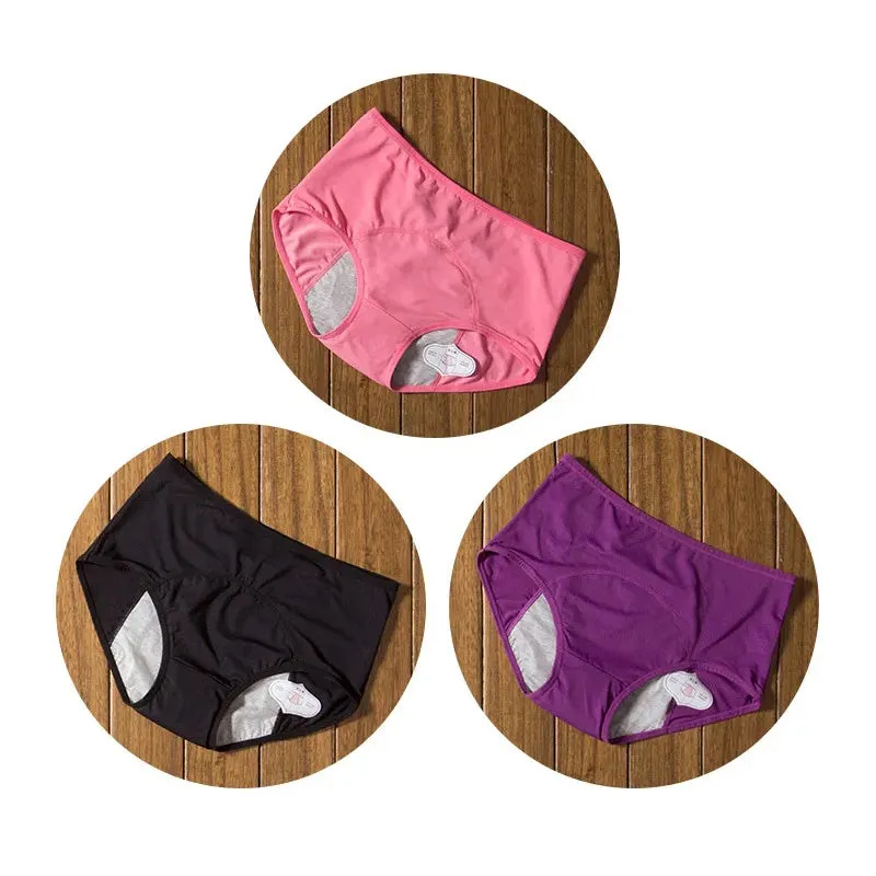 3PCS Washable Incontinence Underwear Leak Proof Menstrual Panties Briefs for Postpartum Women