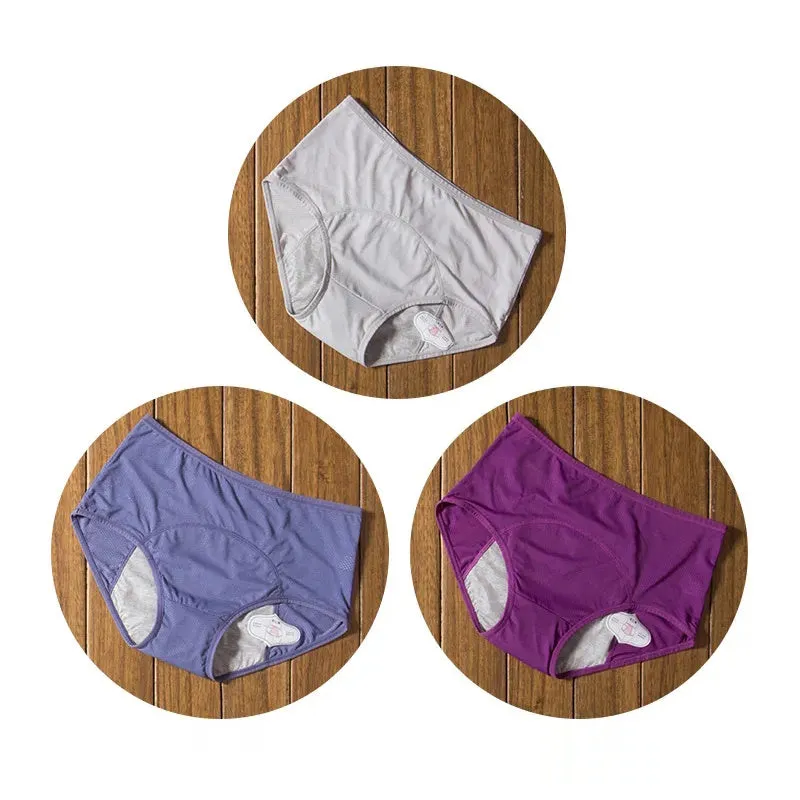 3PCS Washable Incontinence Underwear Leak Proof Menstrual Panties Briefs for Postpartum Women