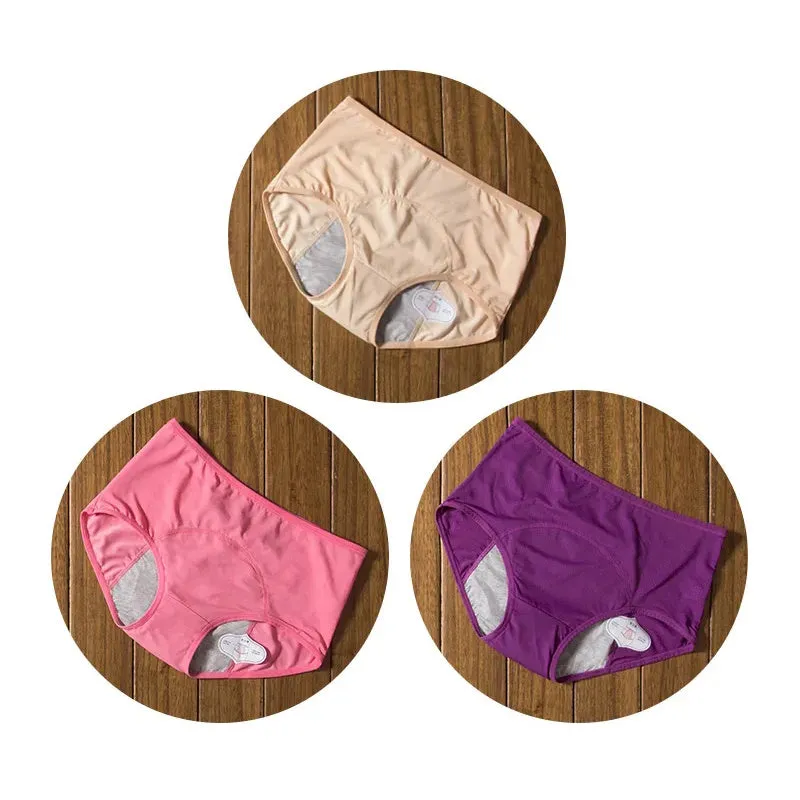 3PCS Washable Incontinence Underwear Leak Proof Menstrual Panties Briefs for Postpartum Women