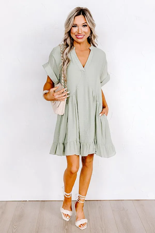 Adore The Shore Babydoll Dress In Pear