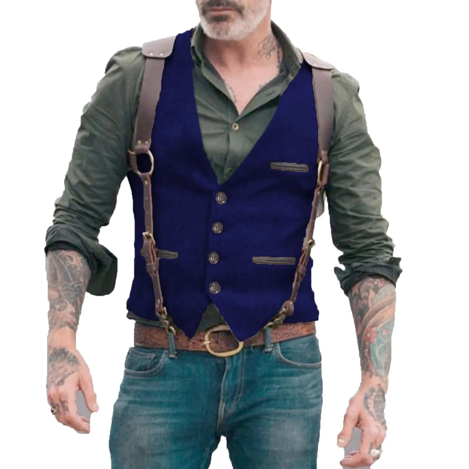 Aidase Herringbone Men's Vests Men Brown Waistcoat Vest Man Steampunk Jacket Striped Tweed V-neck Slim Fit Gilet Wedding Clothing