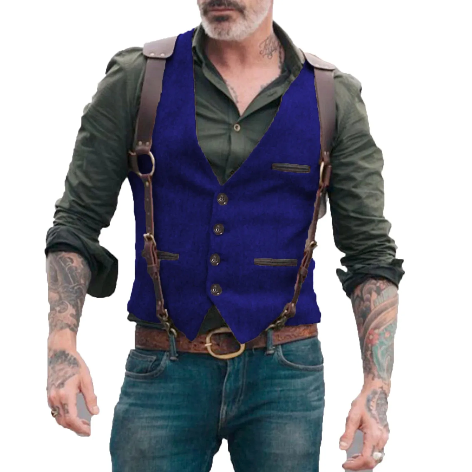 Aidase Herringbone Men's Vests Men Brown Waistcoat Vest Man Steampunk Jacket Striped Tweed V-neck Slim Fit Gilet Wedding Clothing