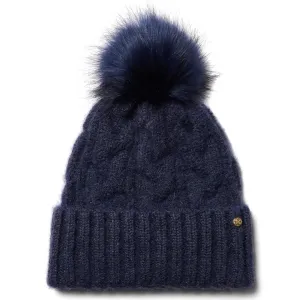 Amelia Cable Knit Beanie Hat - Navy by Failsworth