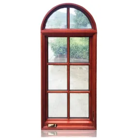 American casement window grill design wooden crank open outward arched top window by Doorwin on Alibaba