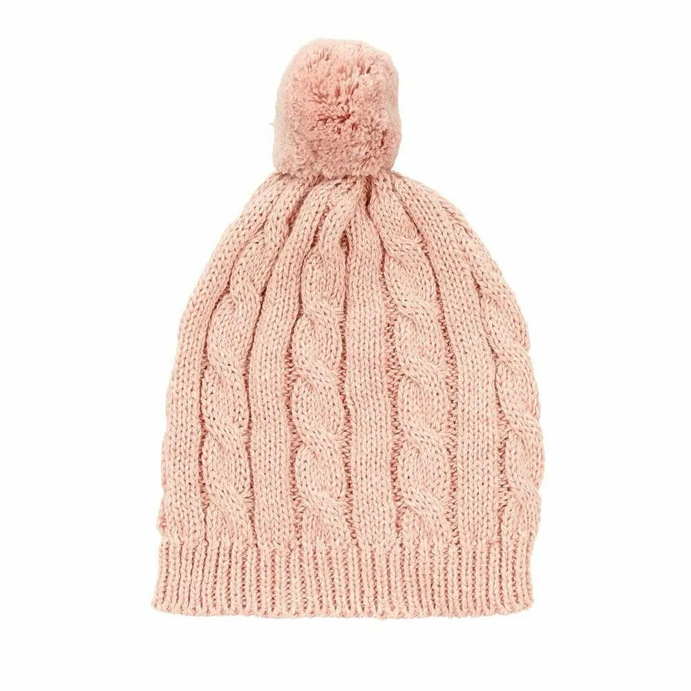 Arlo Cable Knit Baby Hat w Pom Pom