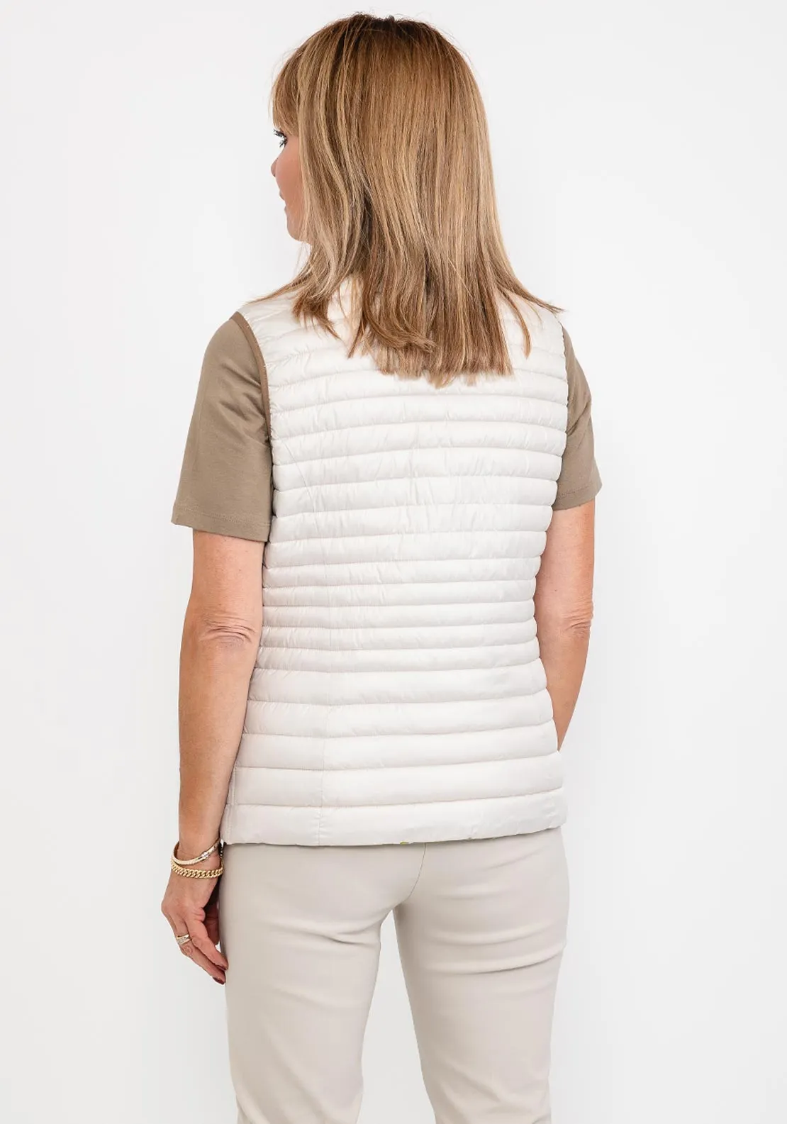 Barbara Lebek Reversible Short Quilted Gilet, Stone