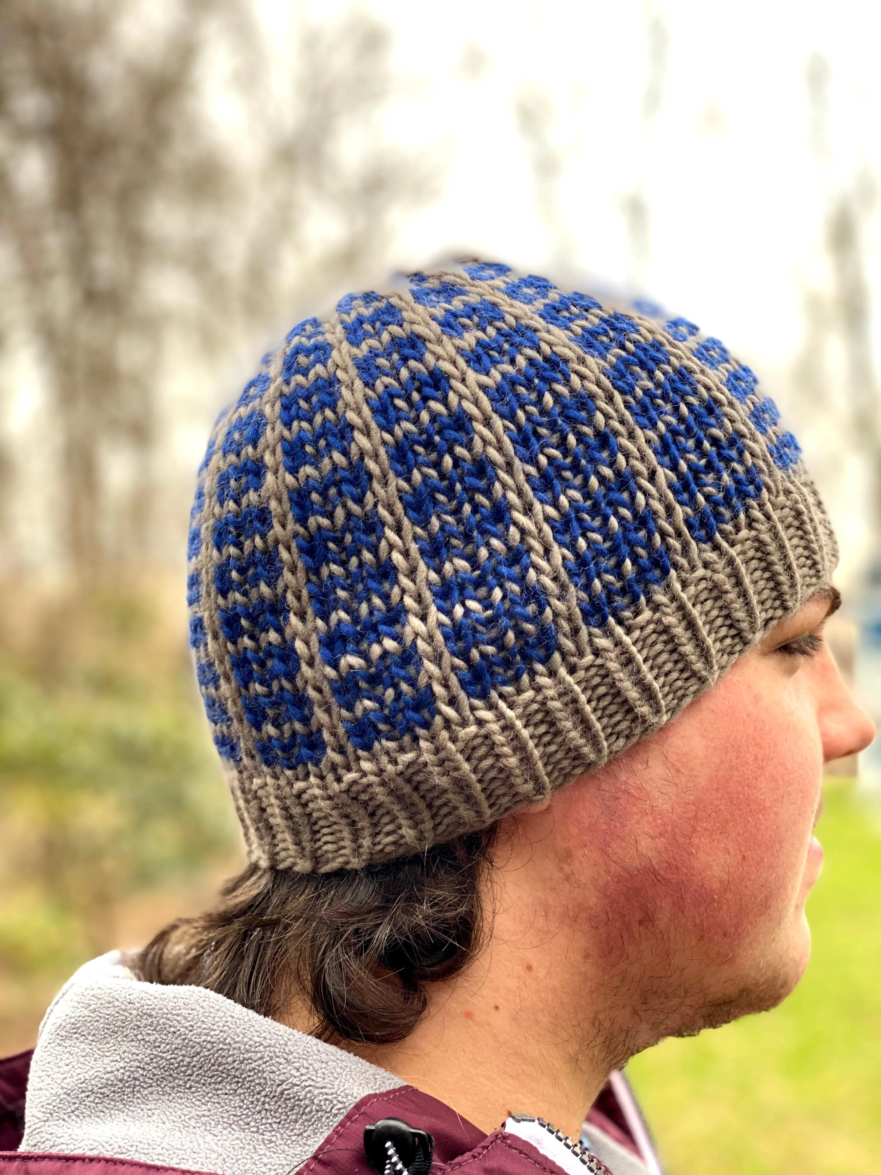 Beanie for the Boyz Man beanie fitted cozy handsome knit hat khaki navy blue wool cap