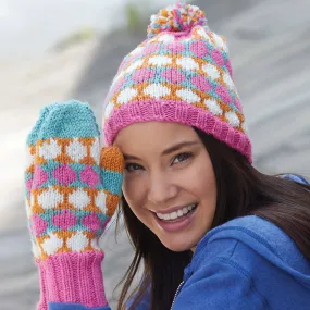 Bernat Knit Polka Dot Hat And Mittens Set