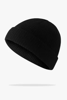 Black Ribbed Knitted Beanie - W22 - UBH0006