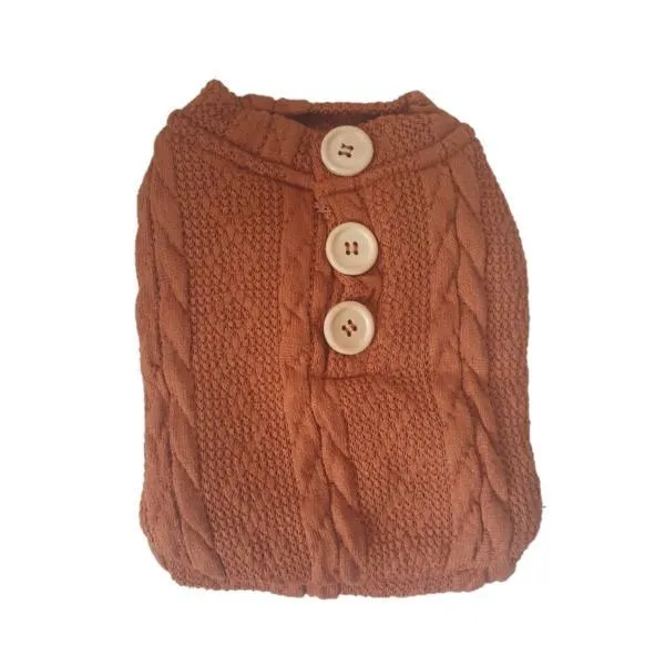 Cable Knit Jersey For Dogs - Brown