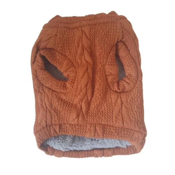 Cable Knit Jersey For Dogs - Brown