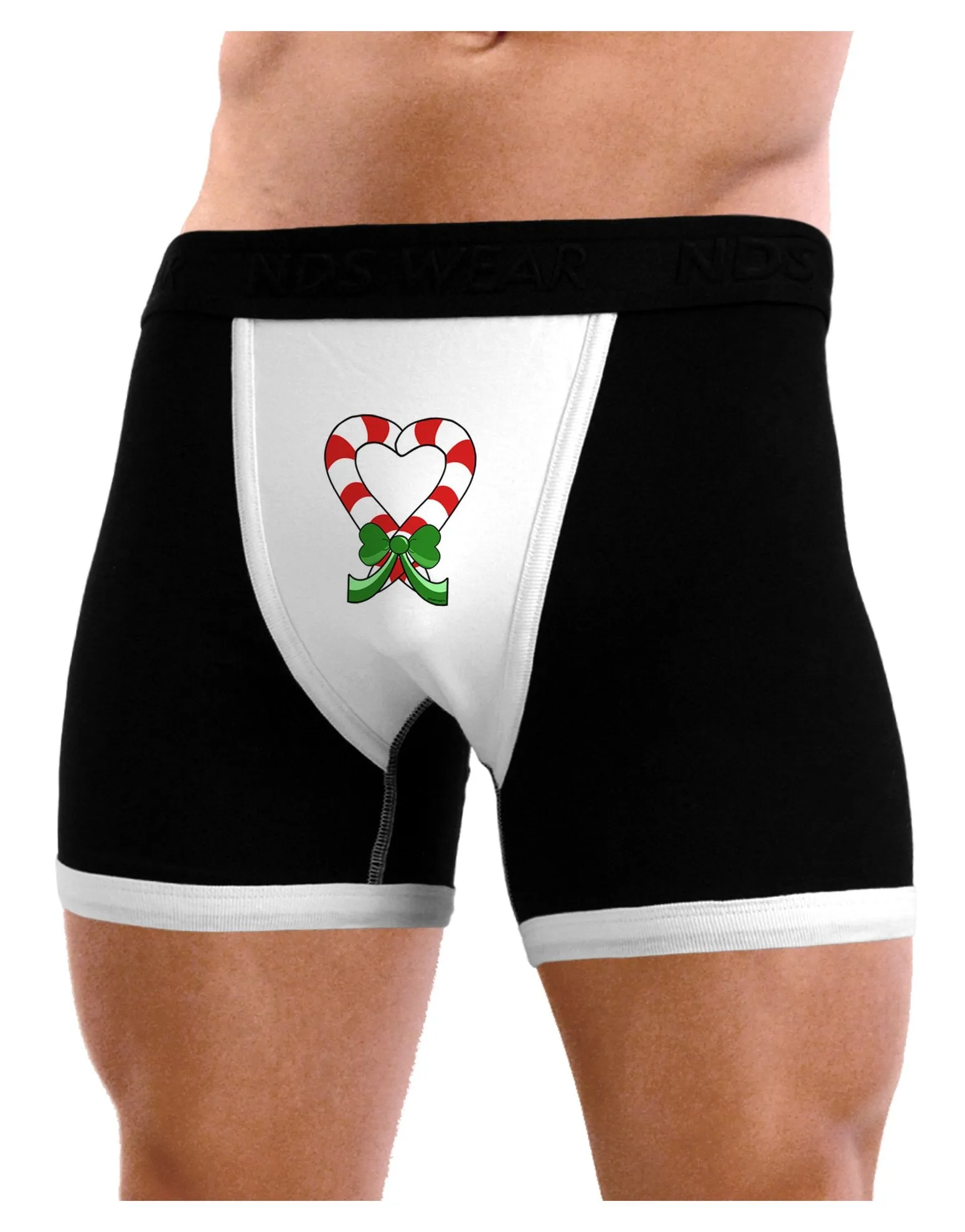 Candy Cane Heart Christmas Mens Boxer Brief Underwear