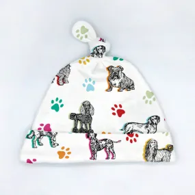 Cuddly Canines Dog Printed Organic Cotton Baby Hat (0-3M)