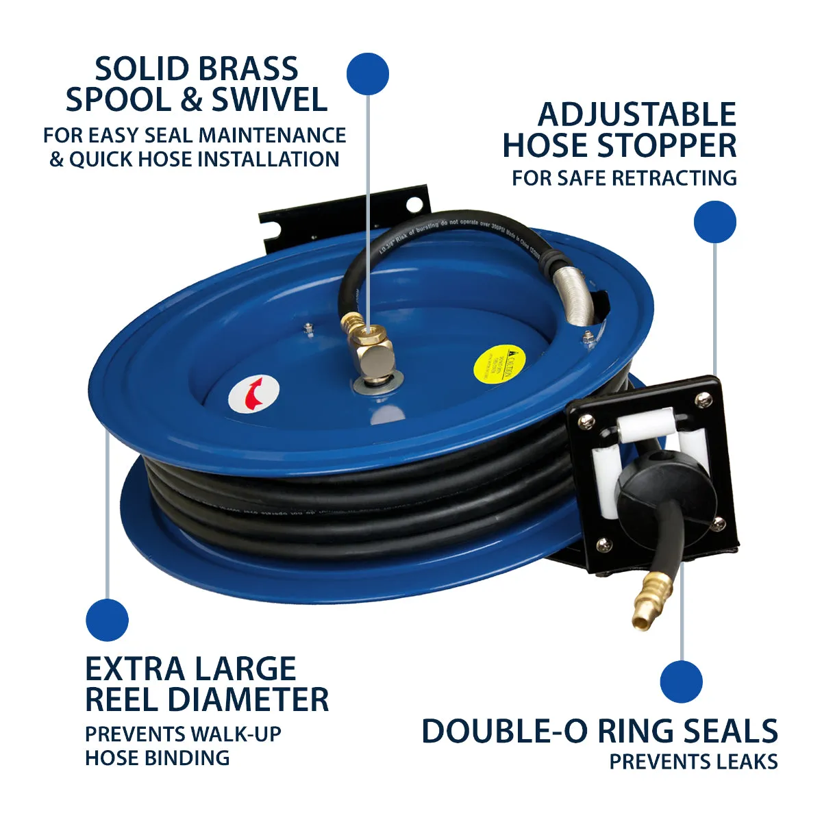 Cyclone Pneumatic CP3690 3/8" x 100' Retractable Air Compressor Rubber Hose Reel