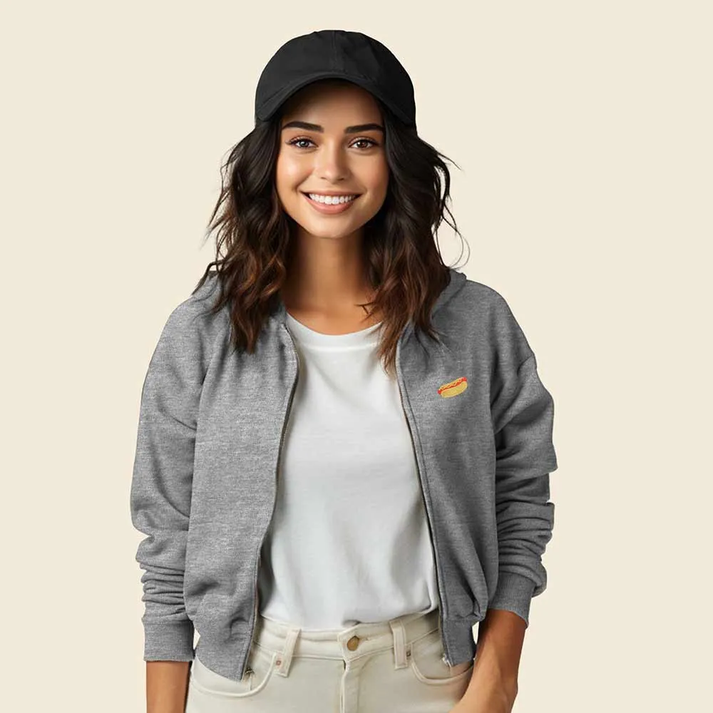 Dalix Hot Dog Cropped Zip Hoodie