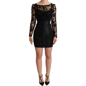 Dolce & Gabbana Elegant Black Lace Mini-Dress Delight