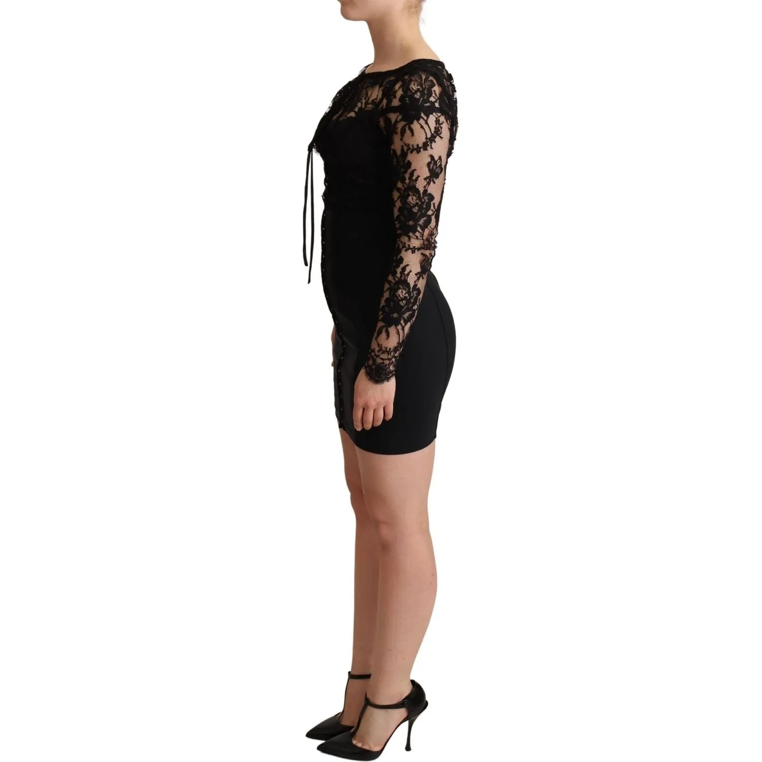 Dolce & Gabbana Elegant Black Lace Mini-Dress Delight