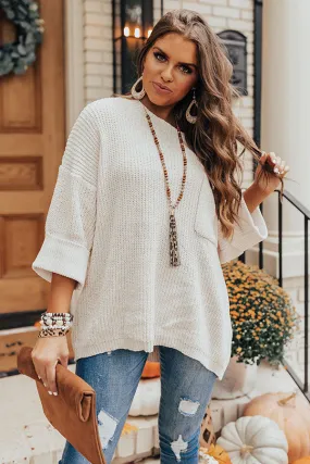 Fall Friendly Chenille Shift Sweater in Ivory