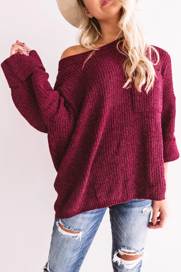 Fall Friendly Chenille Shift Sweater in Merlot