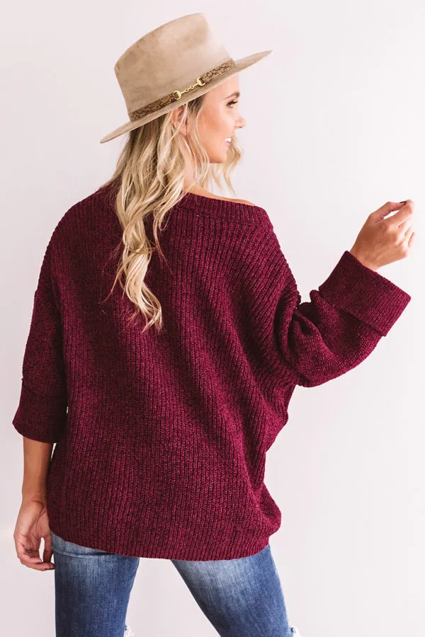 Fall Friendly Chenille Shift Sweater in Merlot