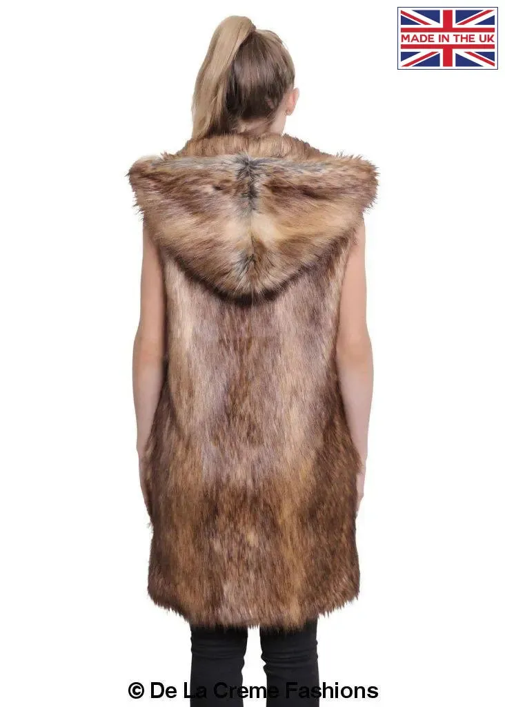 Faux Fur Hooded Gilet