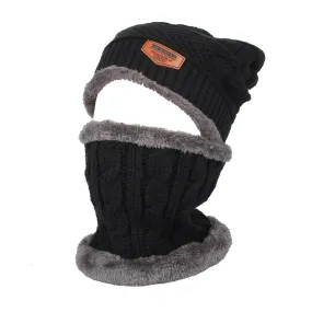 Fleece Winter Knit Beanie Hat Slouchy Cap Neck Warmer GZX0020