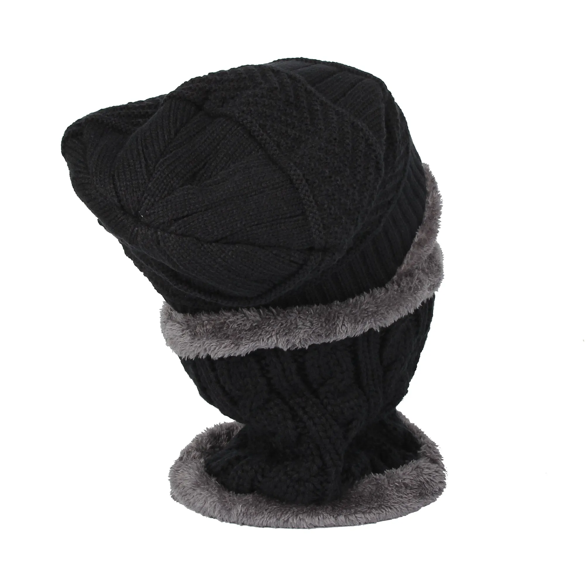 Fleece Winter Knit Beanie Hat Slouchy Cap Neck Warmer GZX0020