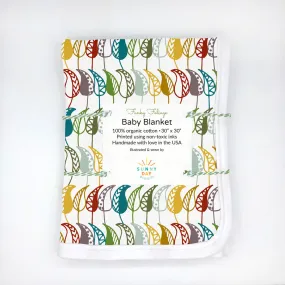 Funky Foliage Fall Leaves Receiving Baby Blanket - Organic Cotton