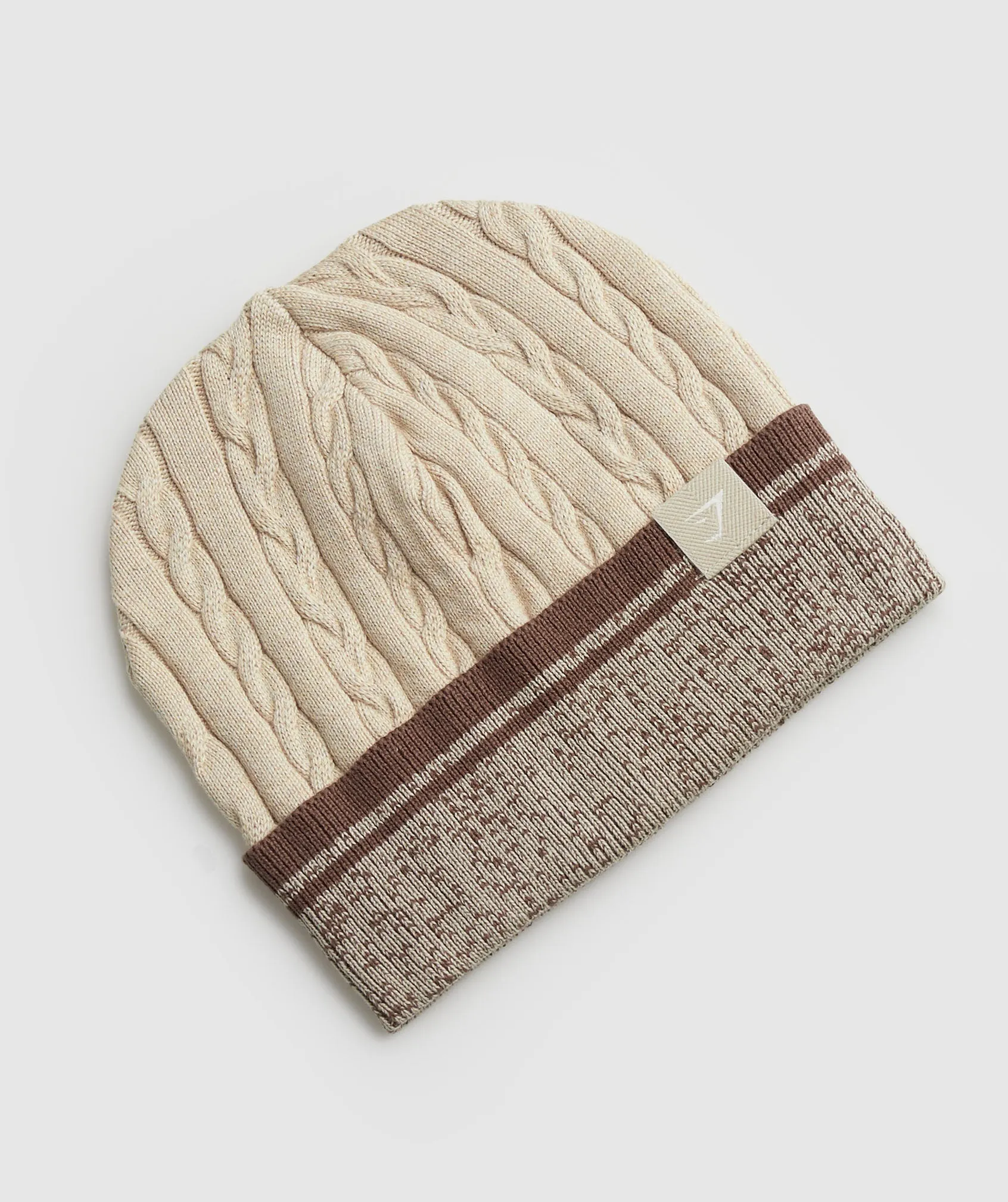 Gymshark Cable Beanie - Stone Brown