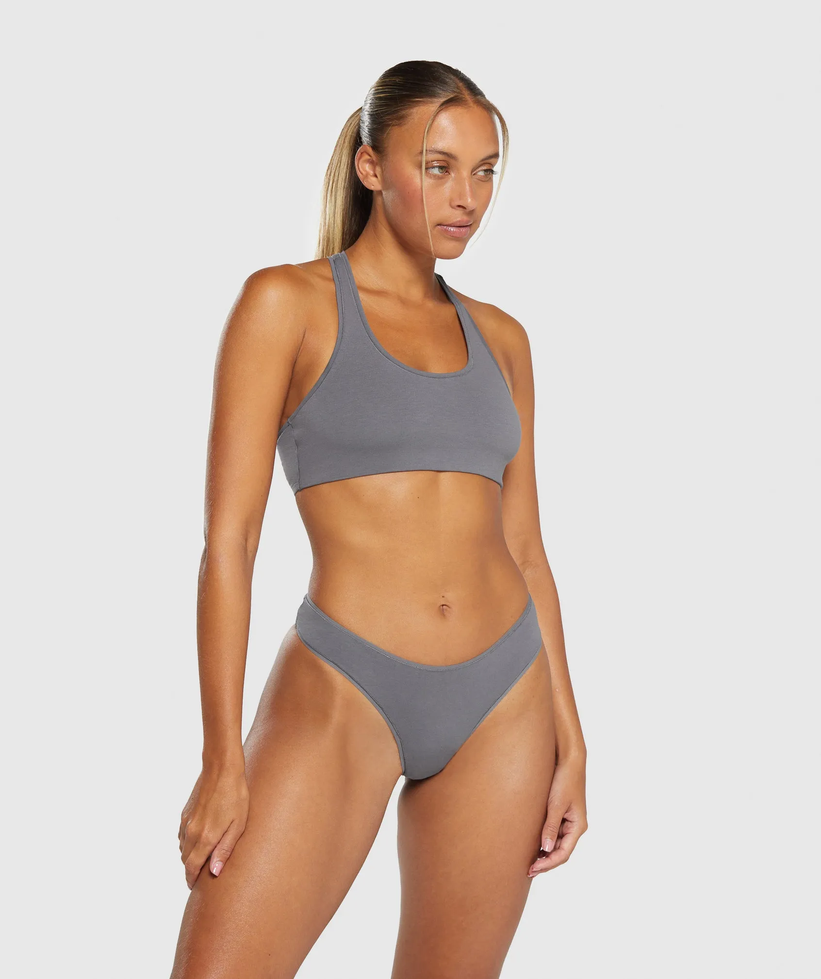 Gymshark Cotton Dipped Front Thong - Brushed Grey