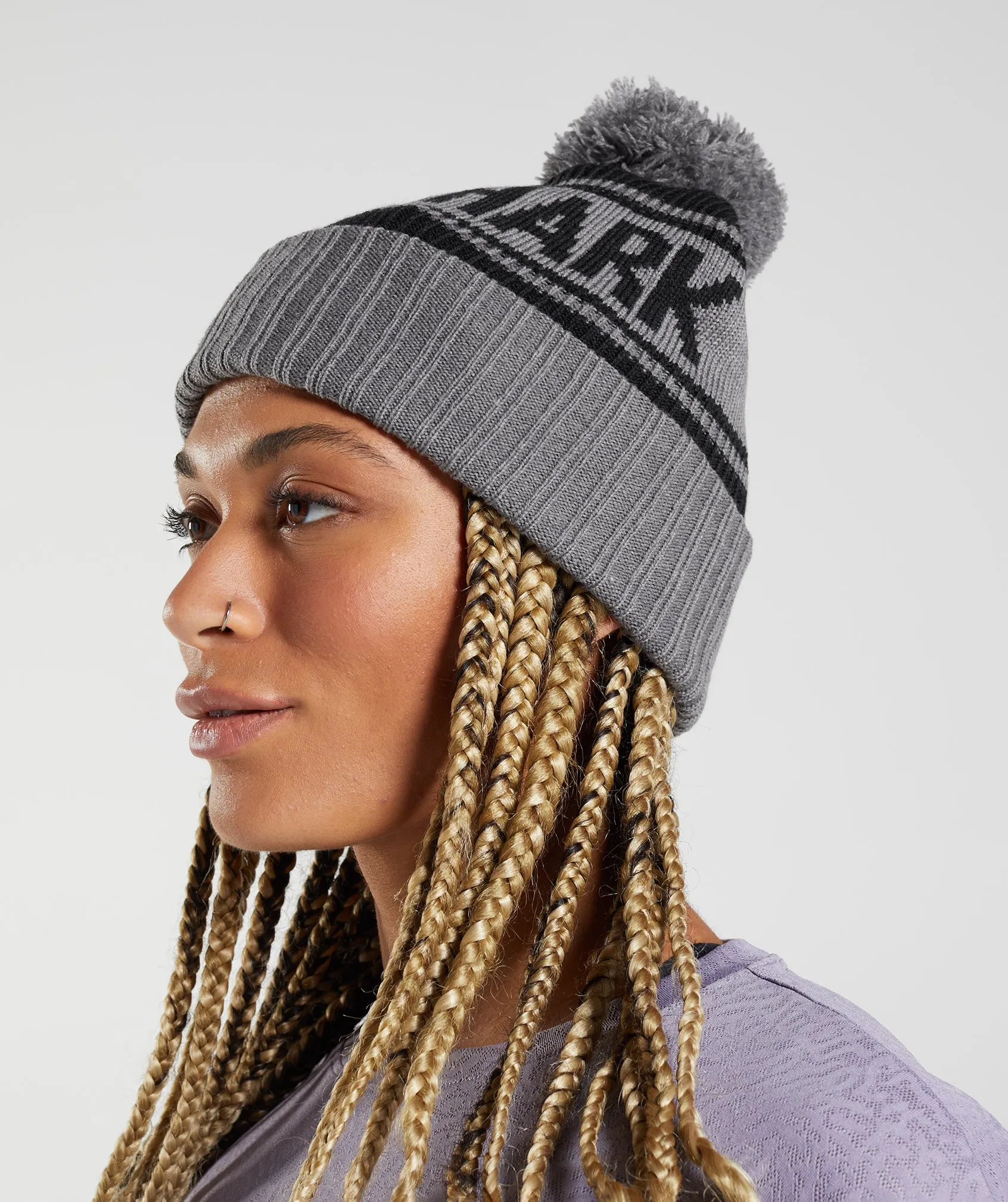 Gymshark Pom Beanie - Black/Coin Grey