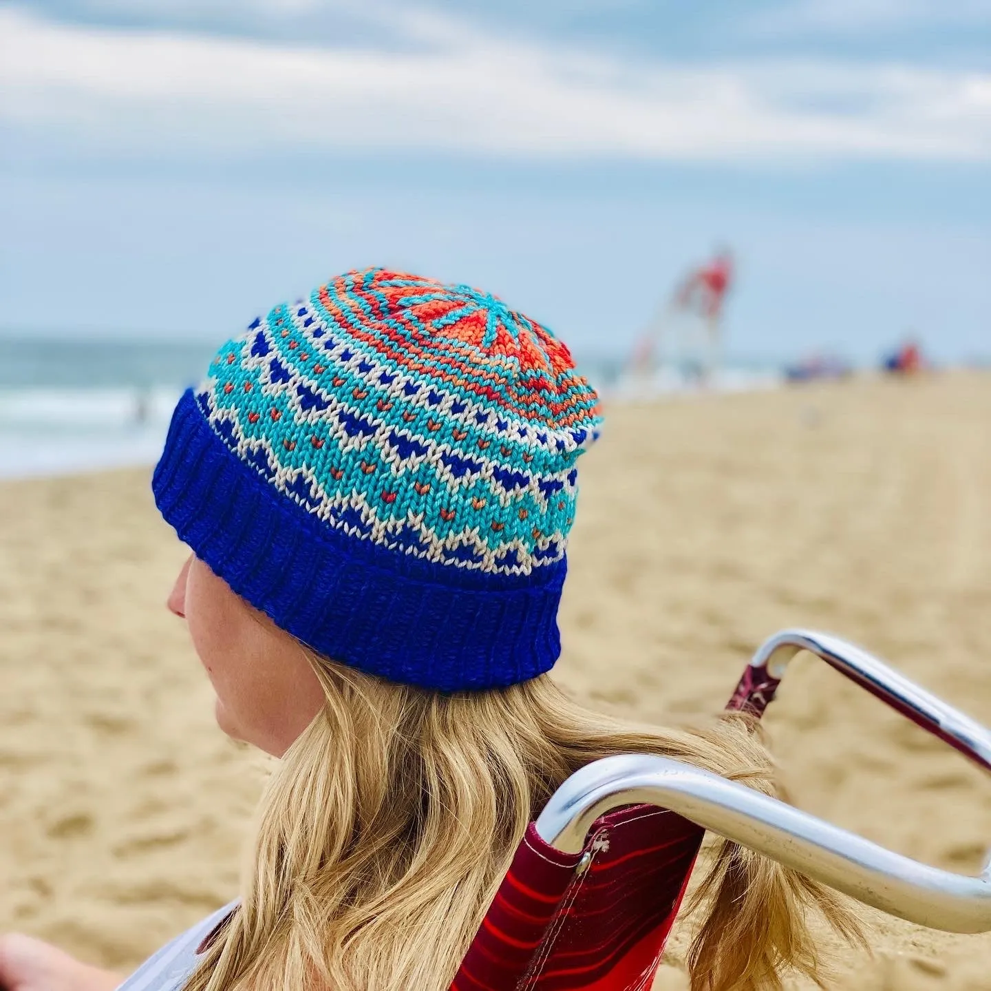 Hand knit merino wool unisex womens winter hat beanie fun bright colorful