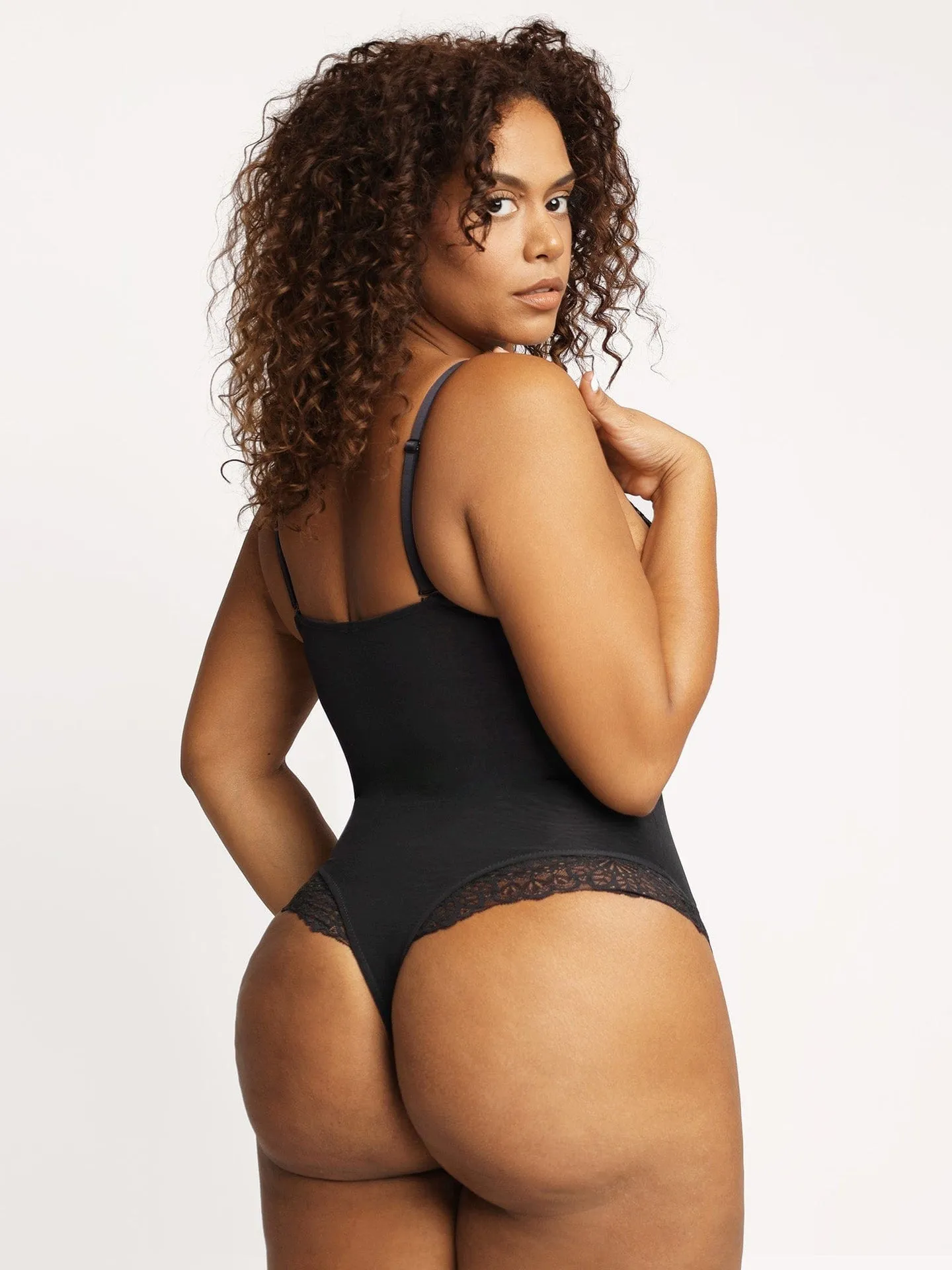 Hugz Lacy smoothing shapewear bodysuit- Black