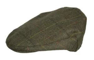 HW35 - Hunter Wool Tweed Flat Cap - GREEN CHECK