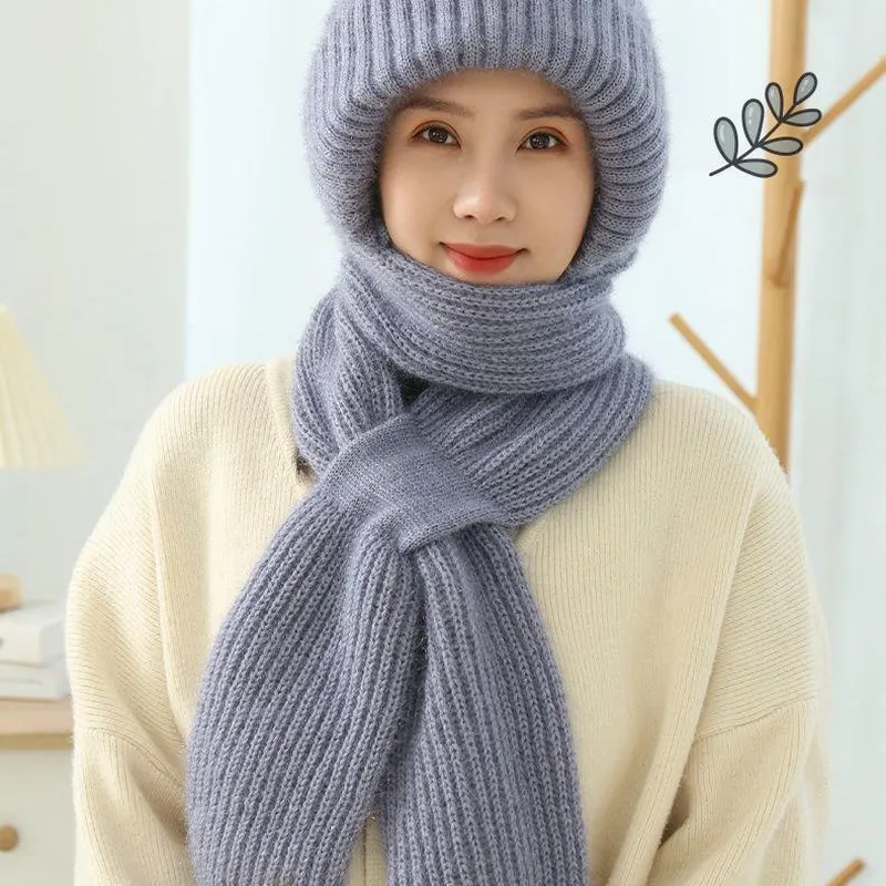 Integrated Ear Protection Windproof Cap Scarf Knitting Thickening Hat Winter UK