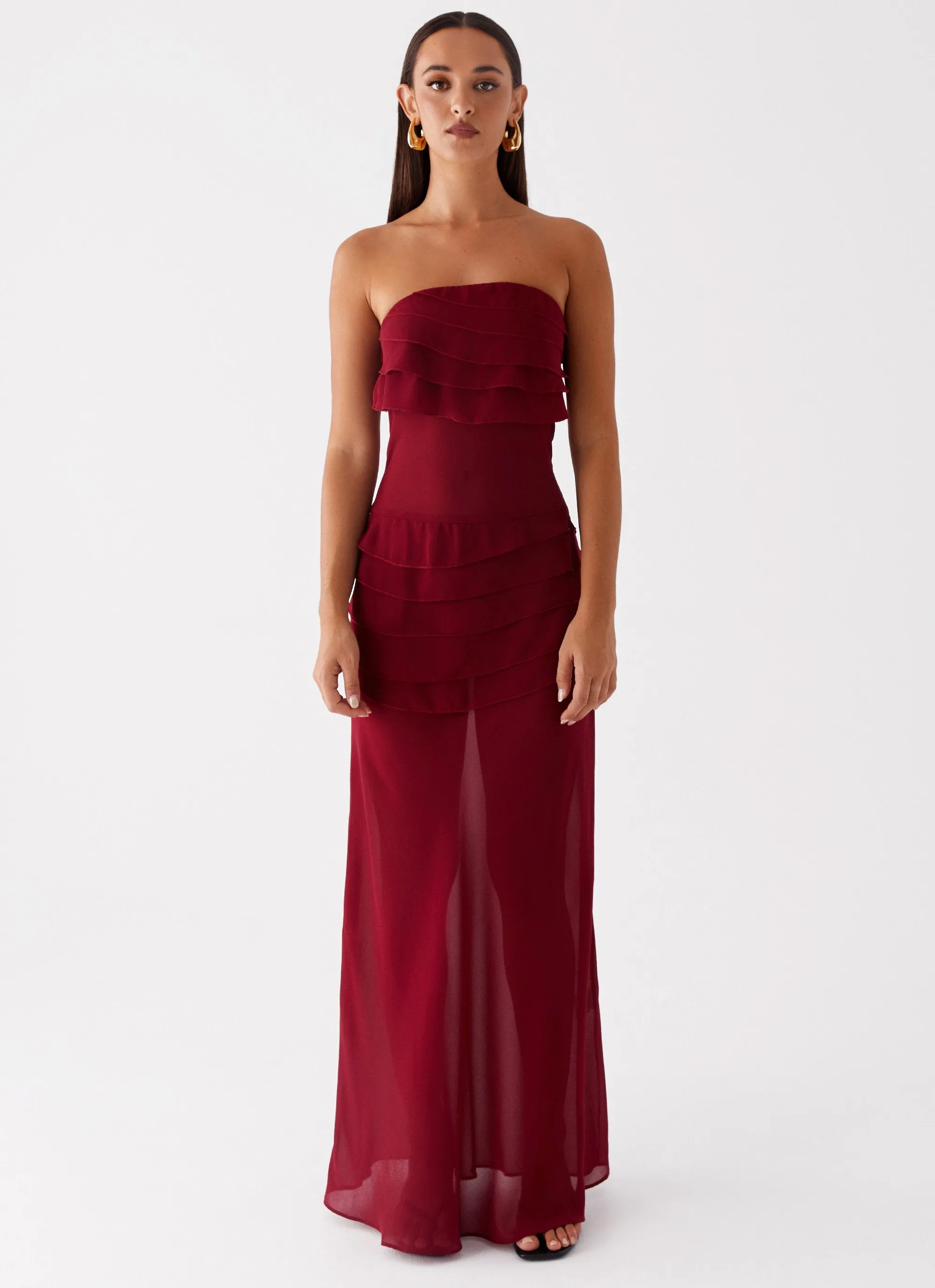 Into The Night Maxi Dress - Cherry Red