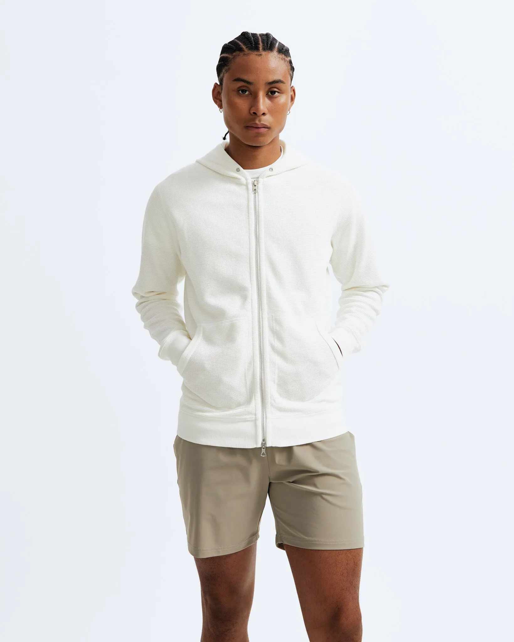 Lightweight Waffle Full Zip Hoodie