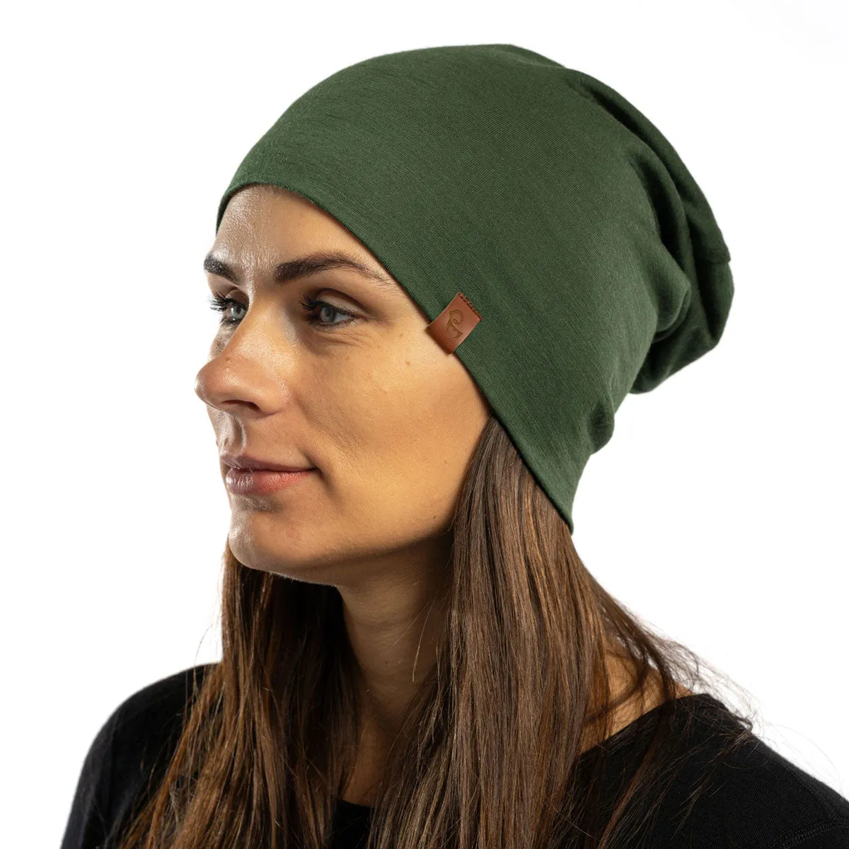 MENIQUE 100% Merino Wool Womens Beanie Dark Green