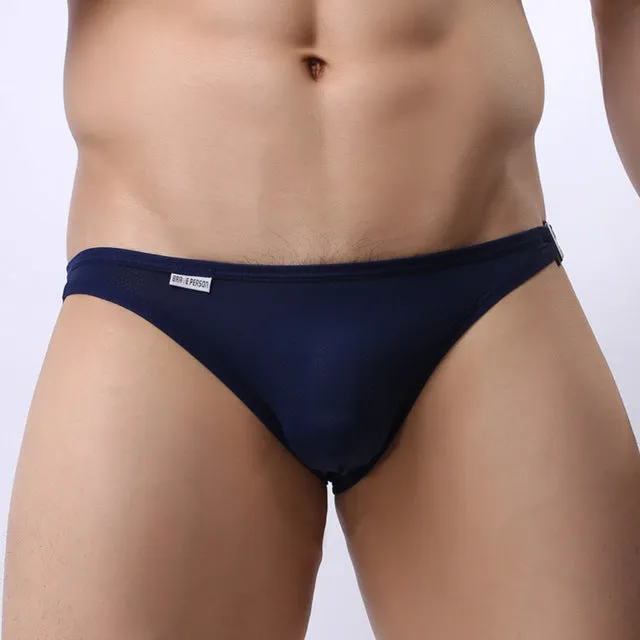 Mens Nylon Slip Small Mesh Breathable Briefs Low Rise Sexy Fashion Lock Buckle Men Bikini Underwear Briefs Brave Person