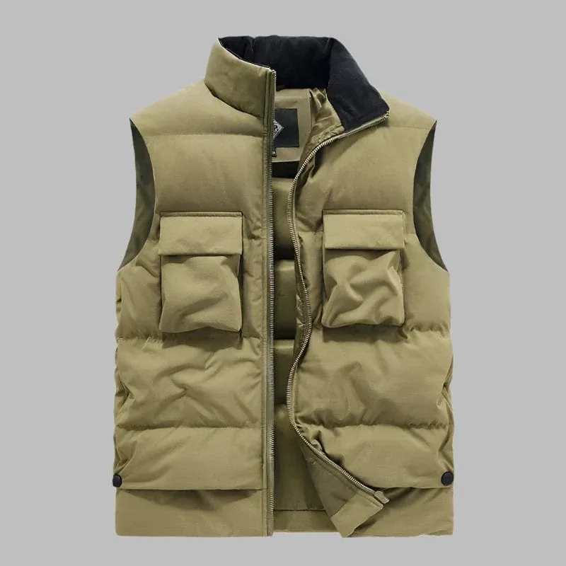 Men’s Waterproof Wind-Resistant Thickened Vest – High-Quality Warm Zippered Outerwear Gilet