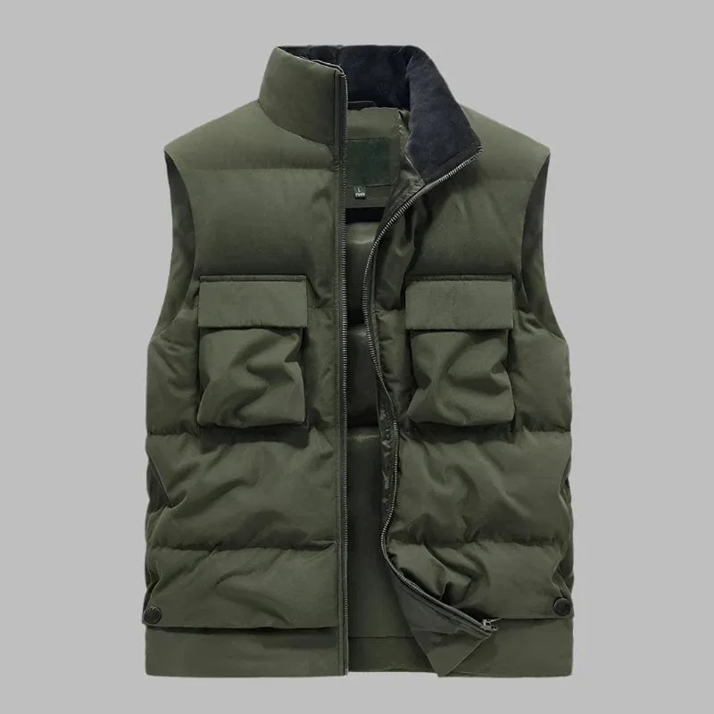 Men’s Waterproof Wind-Resistant Thickened Vest – High-Quality Warm Zippered Outerwear Gilet