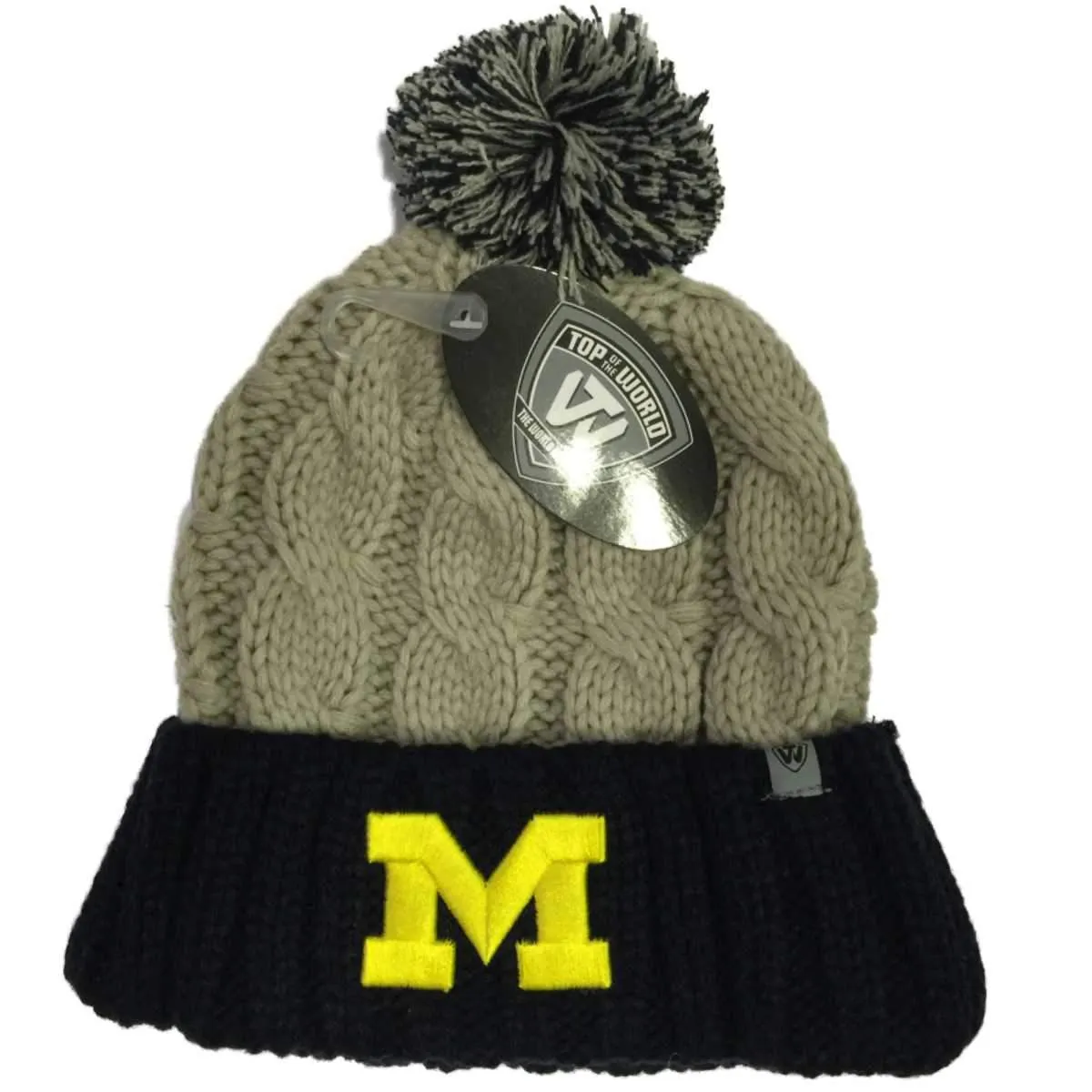 Michigan Wolverines TOW Women Gray Navy Gust Fashion Knit Cuffed Beanie Hat Cap