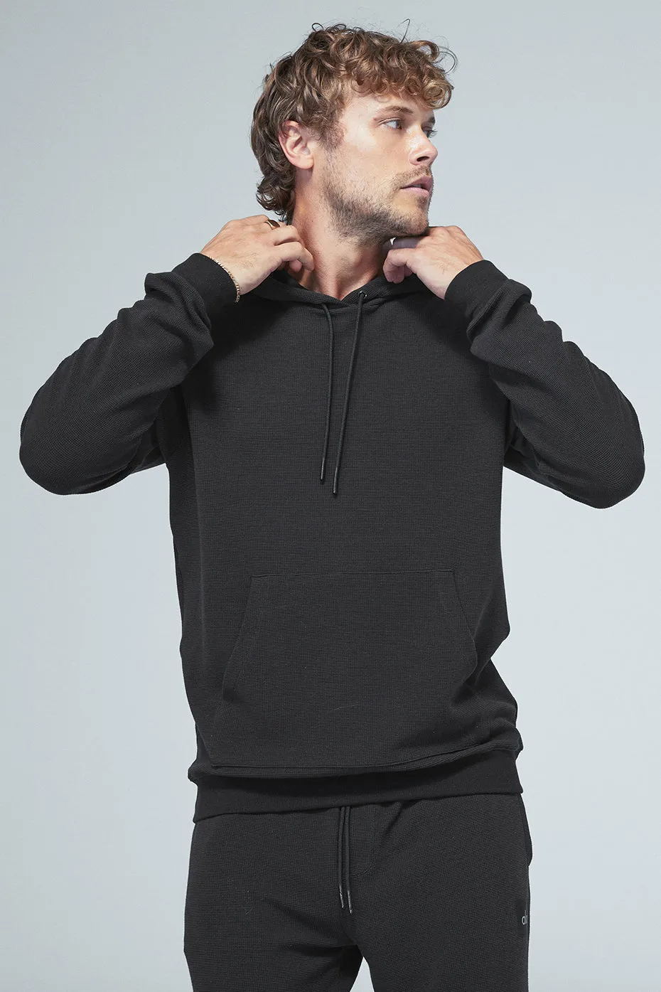 Micro Waffle Fast Break Hoodie - Black