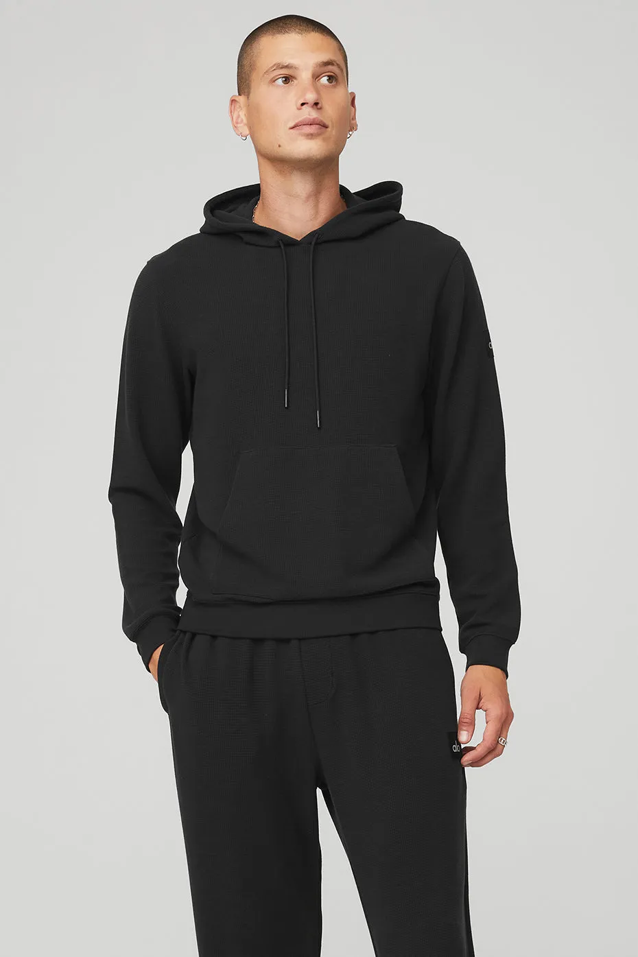 Micro Waffle Fast Break Hoodie - Black