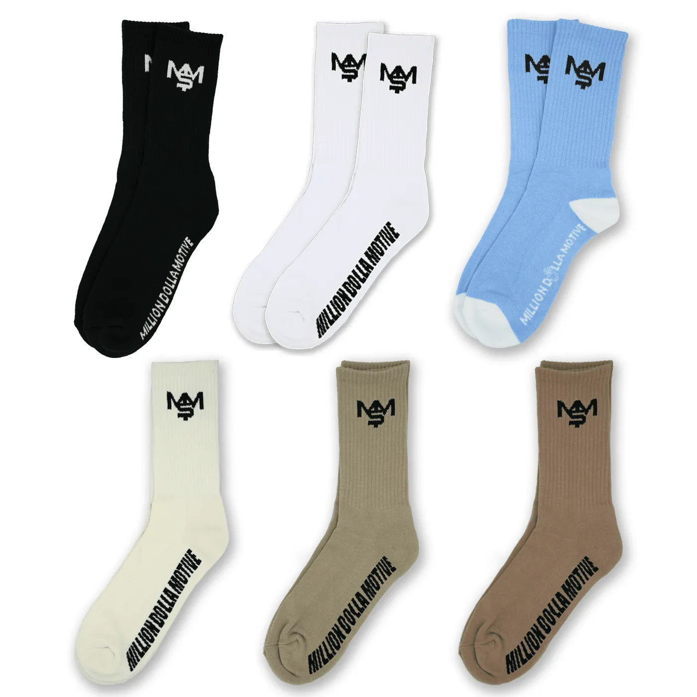 M$M - Assorted Crew Socks (6 Pairs)