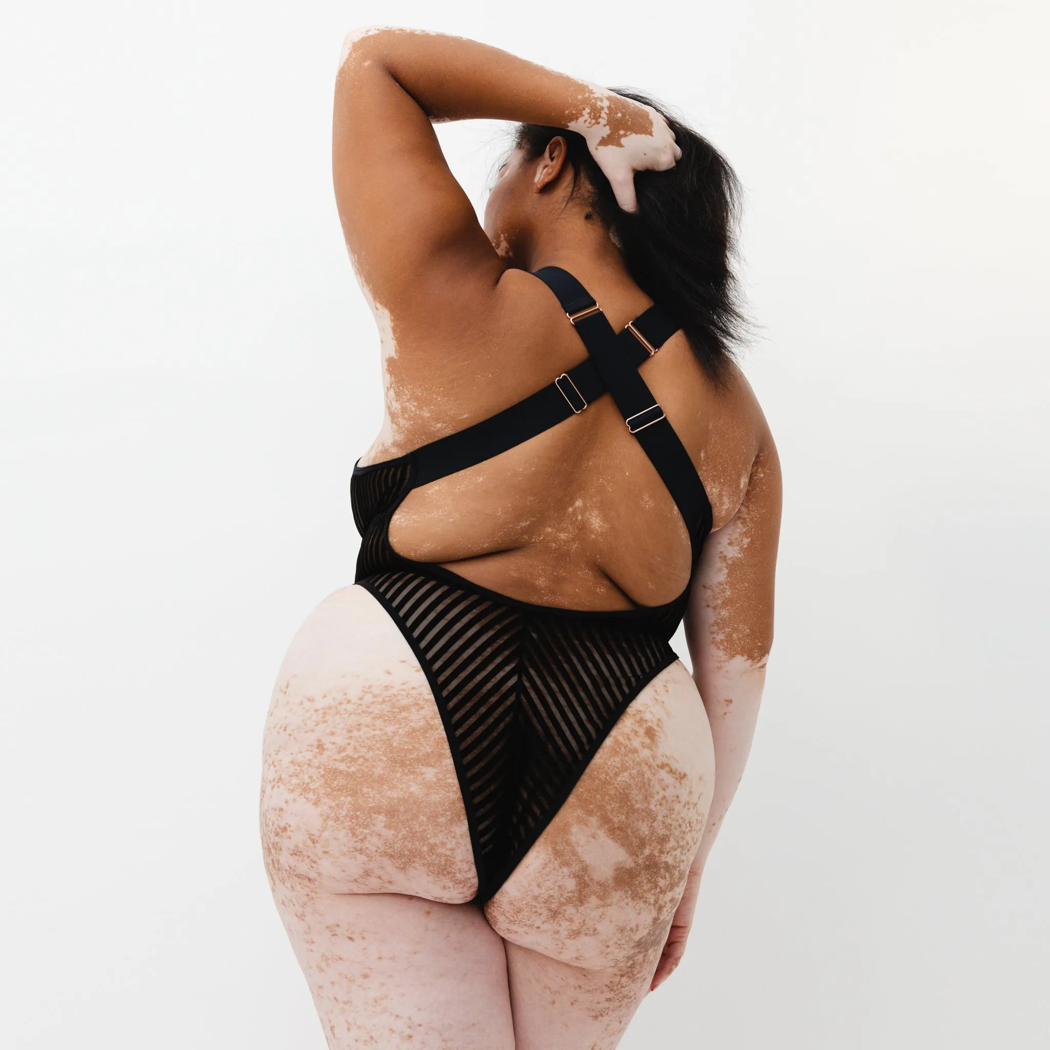 Monique Morin Vertigo X Mesh Bodysuit in Black