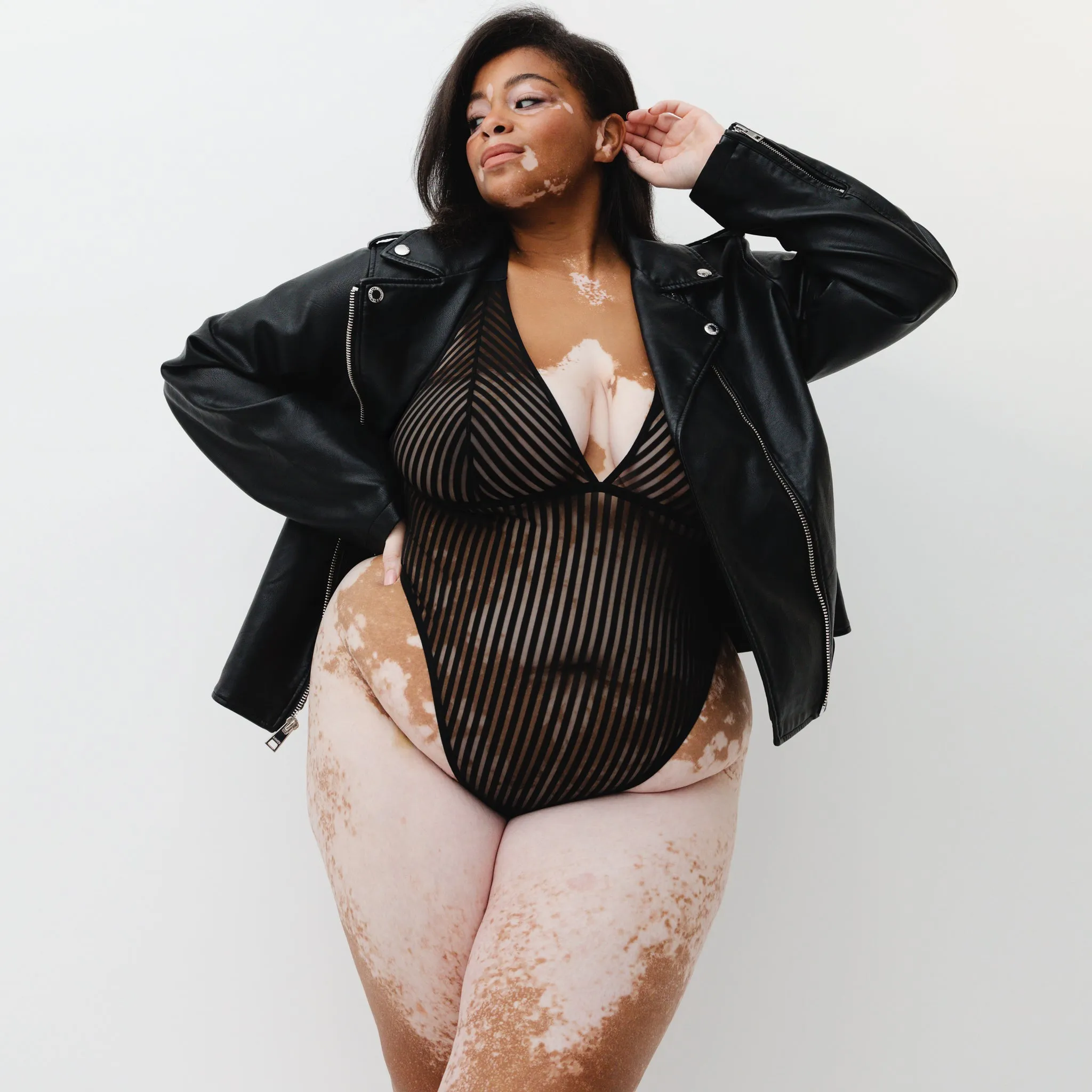 Monique Morin Vertigo X Mesh Bodysuit in Black