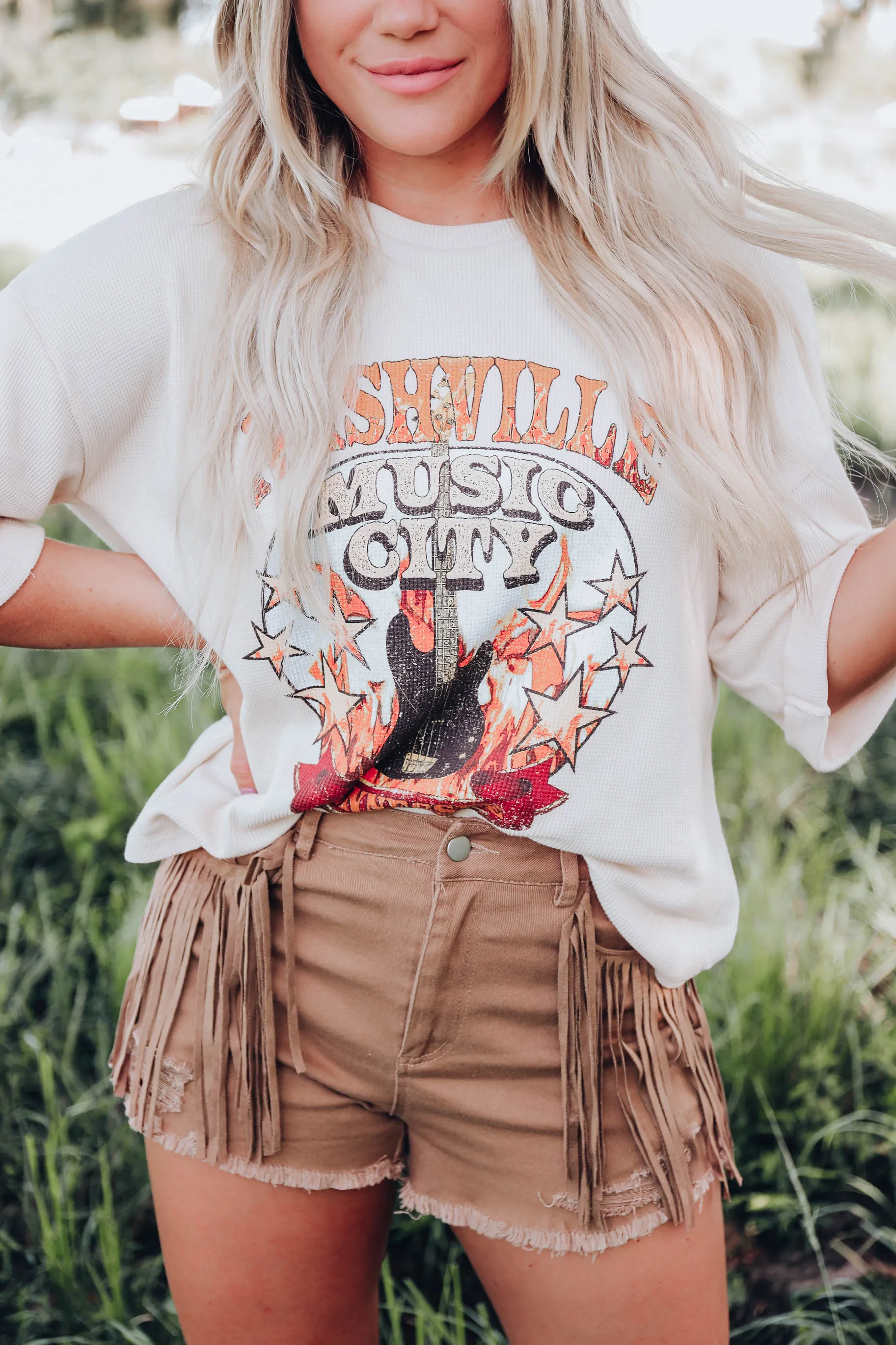 Nashville Music City Waffle Knit Top